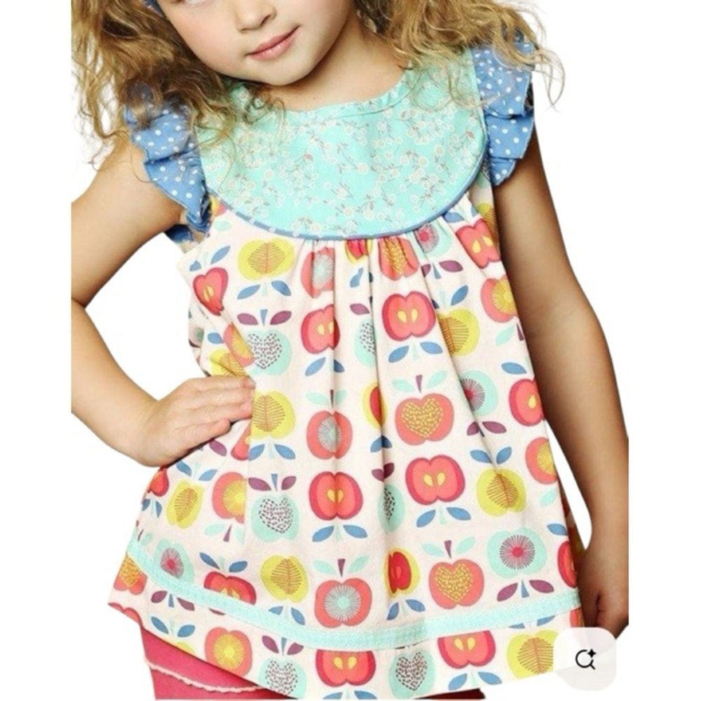 Matilda Jane Girls Apple Print Lucia Shabby Friends Forever Tunic Top Size 8